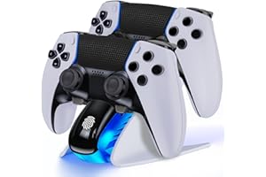 NINABXY PS5-Controller-Charging-Station Compatible with PS5 Controller/Edge Controller,Fast PS5 Charger Station with Lights Touch Switch,Replacement for PlayStation 5 Dual Charging Station-Airplane Design