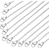 Stainless Steel Chain Bulk: LUCKYPADS Silver Chain Necklace Pack 1.5 mm Thin Chains 35 Pack Silver Cable Chains for Necklace Making (17 Inches)