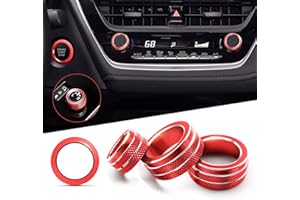 Polodunn for 2020-2025 2026 Toyota Corolla & 2022-2025 2026 Corolla Cross Accessories, 4pcs Aluminum Alloy Knob Cover Trim Set - Rearview Mirror Switch, AC & Push Start (Red)
