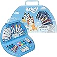 Bluey Colored Pencils Art Supplies 120+ pcs Drawing Kit School Supplies Painting Girls Drawing Pencils Art Kit Travel Case with Crayons Arts and Crafts for Kids 4-12 (Blue Halfmoon Case)