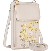 Miss Adola Cell Phone Purse Crossbody Bags for Women - Cute Design Leather Cellphone Bag Small Cross Body Bags Wallet Purses Trendy Aesthetic Pouch for iPhone with Adjustable Strap, Daisy