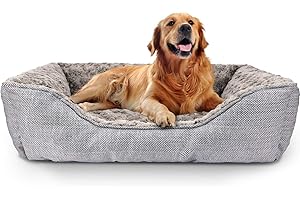 FURTIME Durable Dog Bed for Large Medium Small Dogs Soft Washable Pet Bed Orthopedic Dog Sofa Bed Breathable Rectangle Sleeping Bed Anti-Slip Bottom(35'', Grey)
