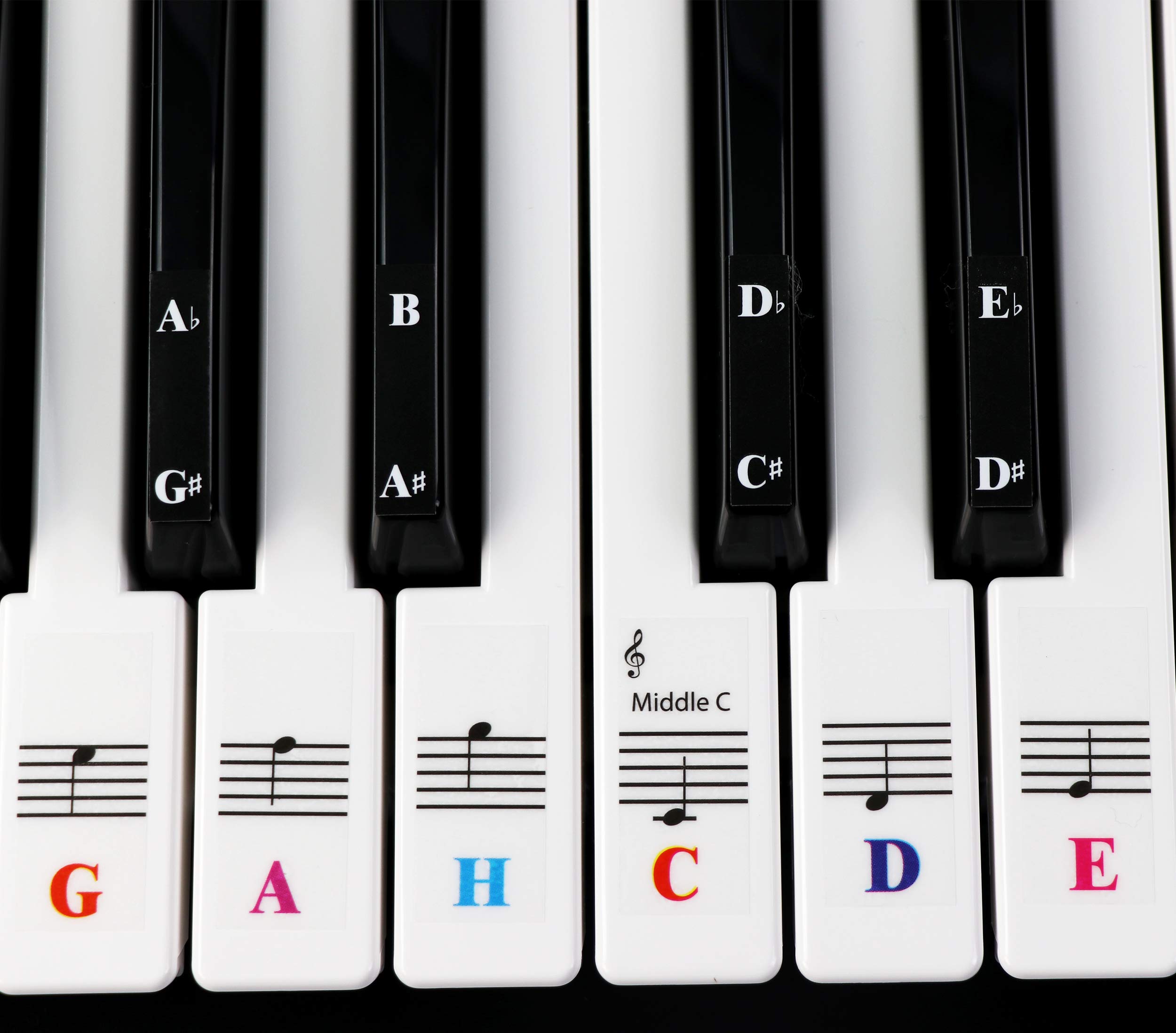 Piano Sticker for Keyboards with 61 Keys - Transparent and Removable: (German musical notation)