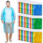 Handepo 100 Pack of Adult Rain Ponchos with Hood Disposable Plastic Rain Ponchos Bulk Emergency Raincoat for Men Women Adult