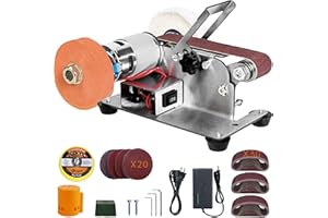 BLISSTHRILL Mini Belt Sander, 0° Electric Belt Sander Knife Making Supplies, 7 Adjustable Speed Electric Knife Sharpener, Power Belt Sanders for Woodworking, Metal Working DIY, Belt Grinder & Small Sander