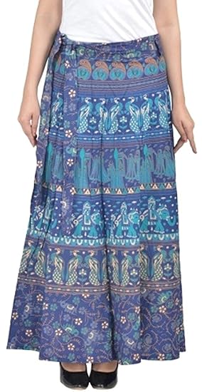 Women's A-Line Skirt (SKT3157_Blue_Free Size)