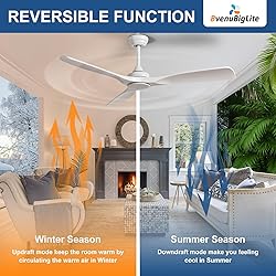 BvenuBigLite Ceiling Fan Without Light: 52 Inch