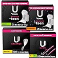 My First Period Bundle: U by Kotex Balance Sized for Teen Ultra Thin Pads w/Wings Heavy (56 Ct) & Overnight (48 Ct), Daily Panty Liners, Light, Reg Length (100 Ct) & Compact Tampons, Reg/Super (45 Ct)