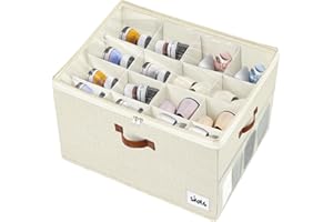 Shoe Organizer for Closet, 16 Pairs- Large Shoe Box Storage Containers,Fabric Foldable Shoe Storage Bins with Clear Cover, Ad