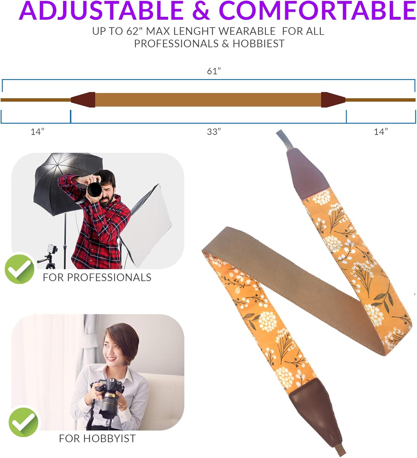 Spring Blossom Flowers Camera Shoulder Strap Belt For All DSLR Camera-Vibrant Design Universal Strap - Image 3
