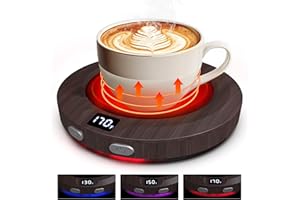 Mug Warmer, Coffee Mug Warmer with LED Light, 55°/65°/75° Heat Settings Electric Beverage Warmer with 4H Auto Shut Off, 2-12H
