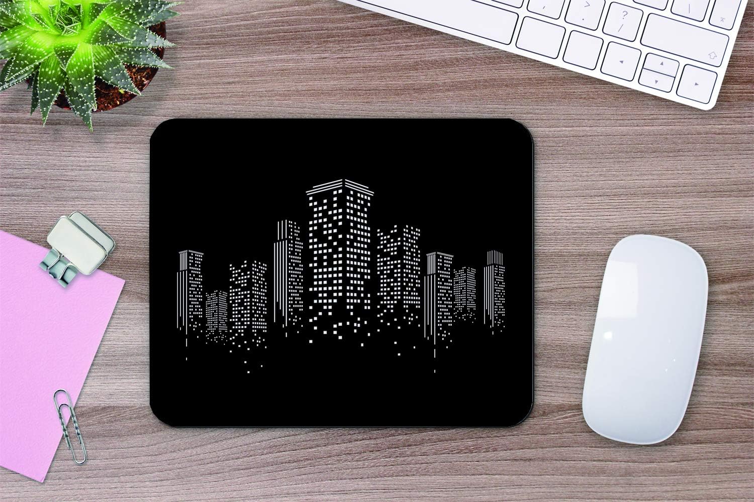 Yeuss Creative City Mouse Pad Rectangular Non-Slip Mousepad, Black And White Minimalist Art Cityscape Gaming Mouse Pads, Black And White,200mm x 240mm - Image 5