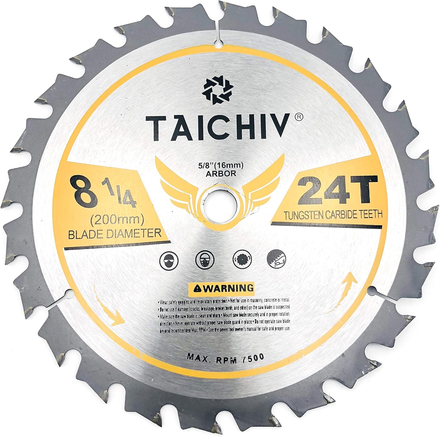 TAICHIV 8-1/2-Inch 24 Tooth ATB Carbide Framing Saw Blades with 5/8-Inch Arbor Circular Saw Blades for Wood Cutting