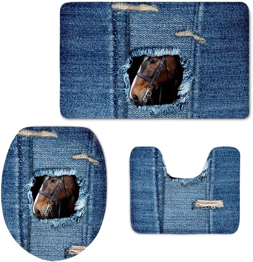 HUGS IDEA Juego de 3 Alfombrillas Antideslizantes para el baño, diseño