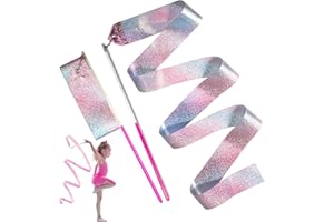 Novelty Place Dance Ribbons Streamers - 6.6Ft Unisex Kids' Gymnastics Ribbon Wands - Perfect Rhythm Sticks for Talent Shows, Artistic Dancing, Baton Twirling(10Pcs or 2Pcs)