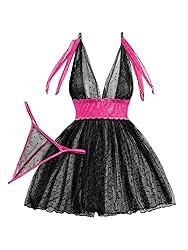 Lilosy Sexy Polka Dots Mesh Sheer Babydoll Chemise