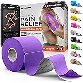 Kinesiology Tape-Incredible Support for Athletic Sports and Recovery + Free Taping Guide - Pre-Cut 2 inch 16.4 feet (Indigo Purple + Free Taping Guide, 1 Pack)