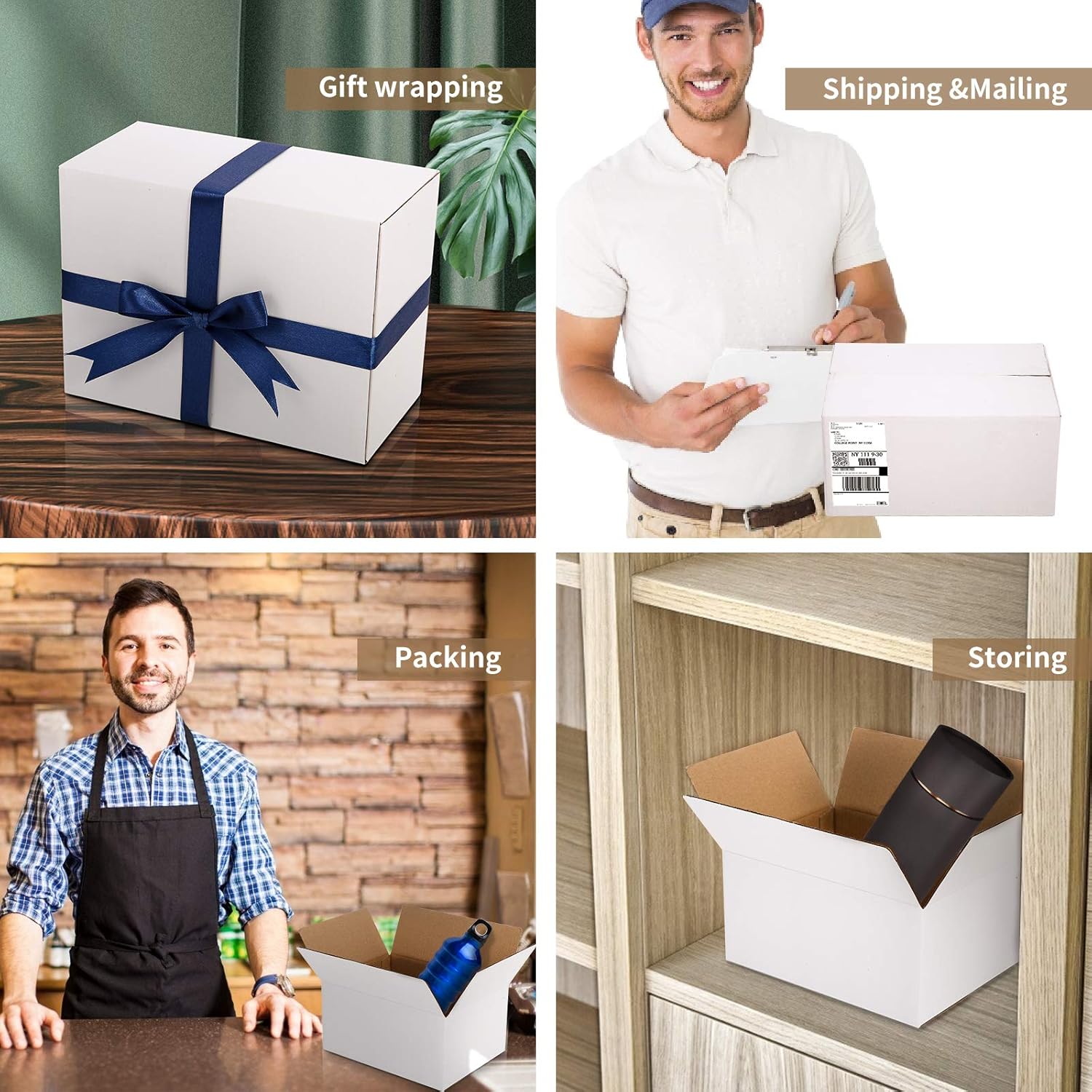KAKA SENLIN Cardboard Boxes 9 x 6 x 4 inches Shipping Boxes White Kraft Corrugated Small Mailer Boxes Attach Memo Stickers, 25 Pack: Home Improvement