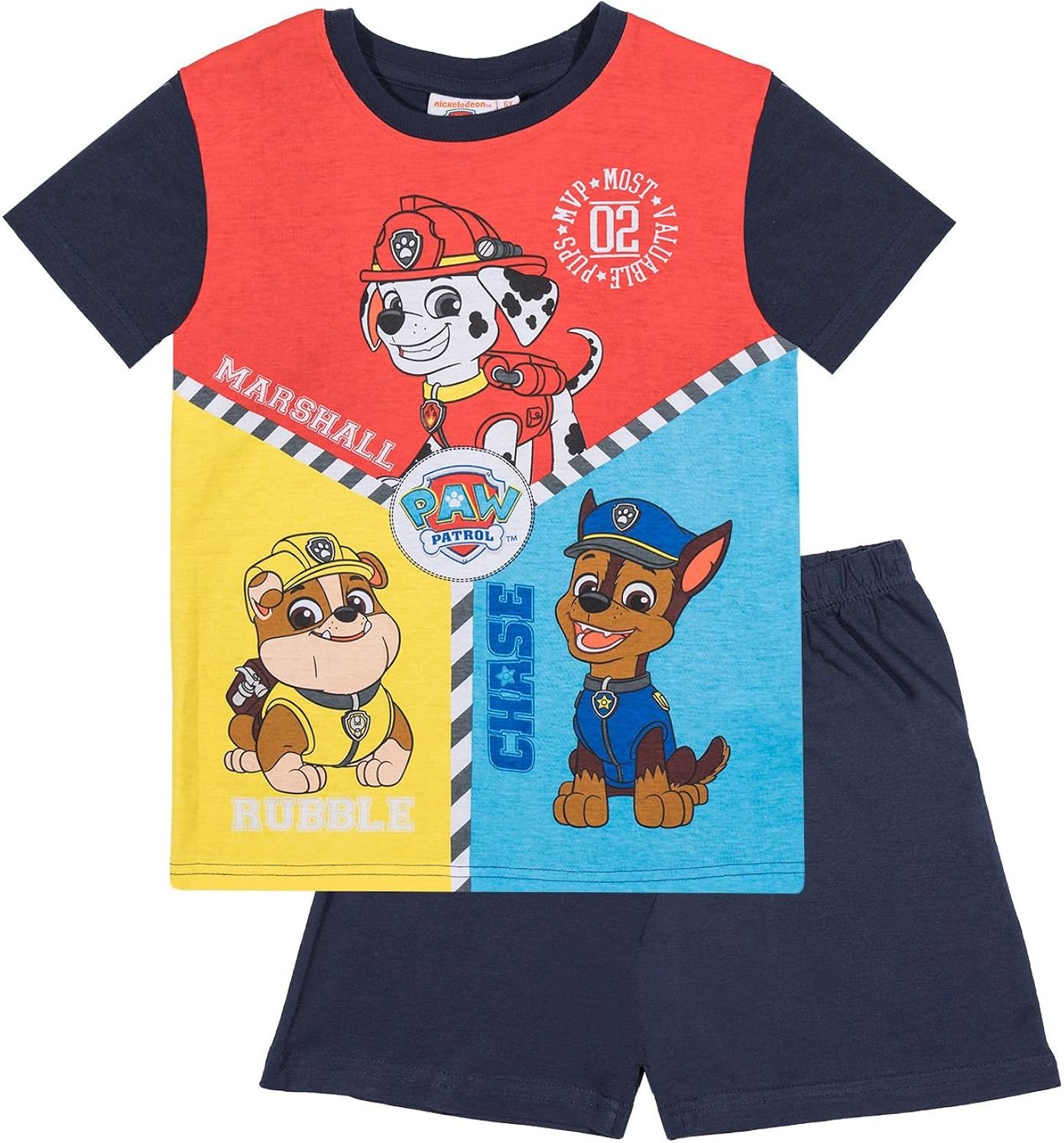 Paw Patrol Jungen Pyjama-Set, kurzärmelig, T-Shirts und Shorts, Alter 2