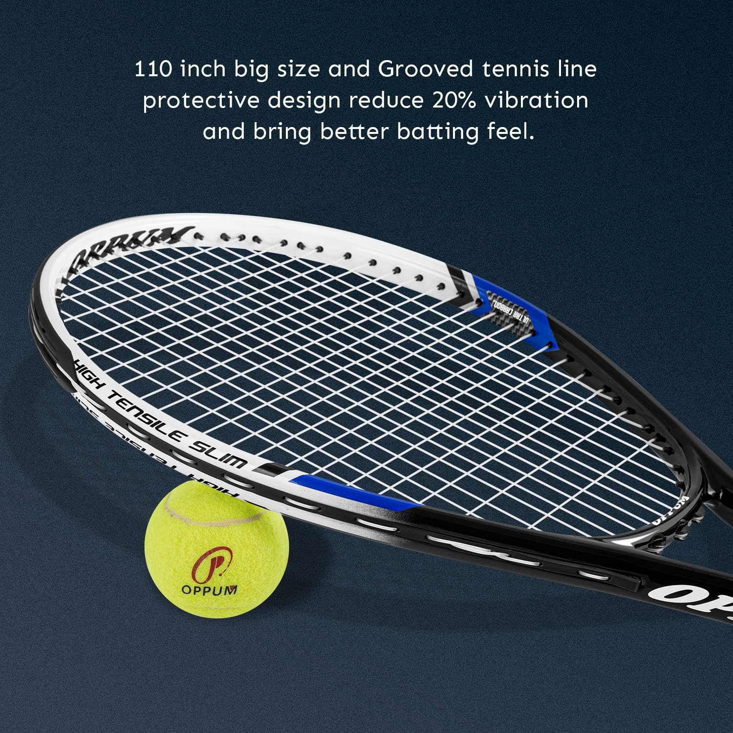 oppum Adult Carbon Fiber Tennis Racket, Super Light Weight Tennis Racquets Shock-Proof and Throw-Proof, Include Tennis Bag Tennis Overgrip (Aluminum-Carbon Racquet(Balck Blue), 4 3/8) : Sports & Outdoors