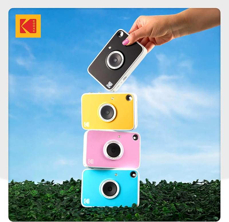 Pacote de Presente da Câmara Digital Instantânea Printomatic+ 10MP com Caixa, Papel Zink 2x3" 20 folhas, Álbum, Autocolantes e Marcadores – Preto