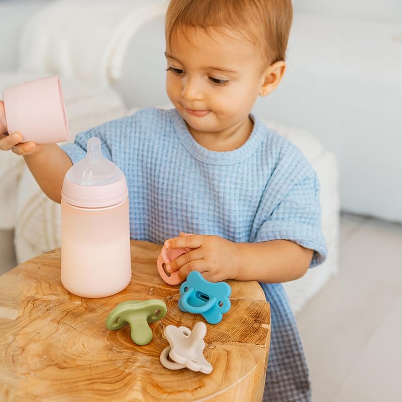 , Toda chupeta de silicone, bebé 0/6 meses e recém-nascido, bege macio