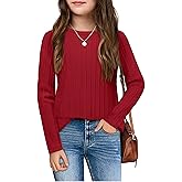 Arshiner Girls Raglan Long Sleeves Shirts Textured Knit Tops for Girls Casual Soft Kids Loose Blouse Tee