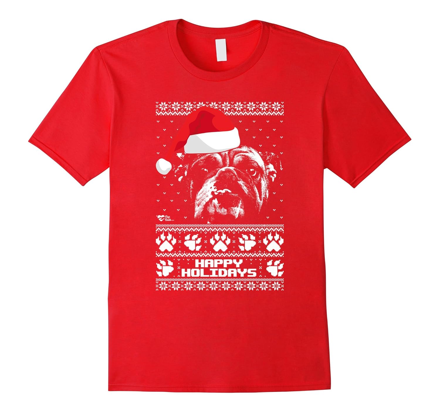 English Bulldog Cute Happy Holidays Christmas Shirt-ANZ