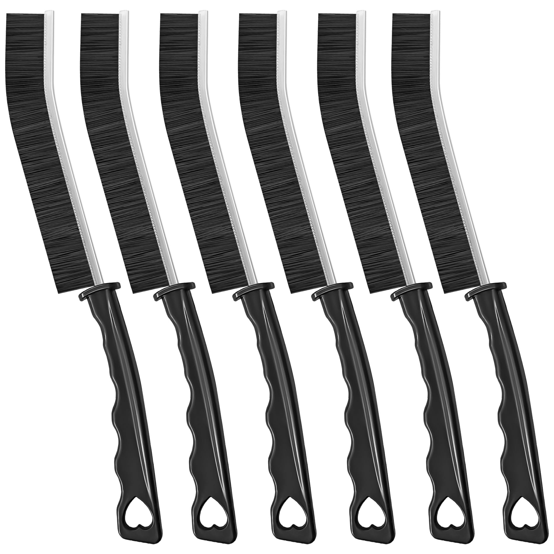 Photo 1 of 4TH Multi-Purpose Hard Bristle Crevice Cleaning Brush -Deep Cleaning Essential Tool for Household Use -Versatile, Durable, Thin Brush to Clean Narrow Spaces -6 Pcs, Black