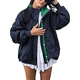 TIQOJE Womens Windproof Outdoor Jacket Fleece Lined Zip Up Lightweight Coat with pockets Fall Travel Casual Wear