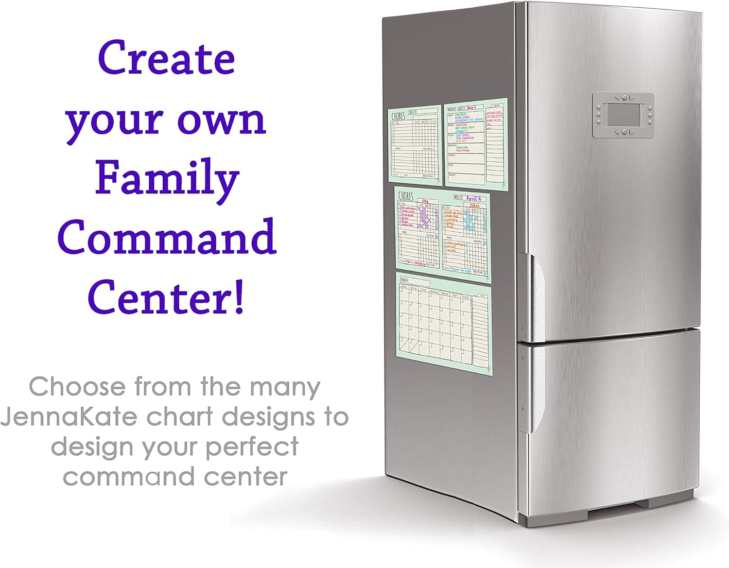 Jennakate - Mint Magnetic Dry Erase Refrigerator Calendar - Monthly Refrigerator Planner - Schedule Board Calendar- Family Command Center -18" x 14" : Office Products