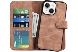 DorisMax for iPhone 14 Wallet Case,Detachable Flip Folio Cover RFID Blocking 4 Card Slots Holder Premium PU Leather Magnetic Kickstand Shockproof Protective Phone Case for iPhone 14 6.1" Brown Color