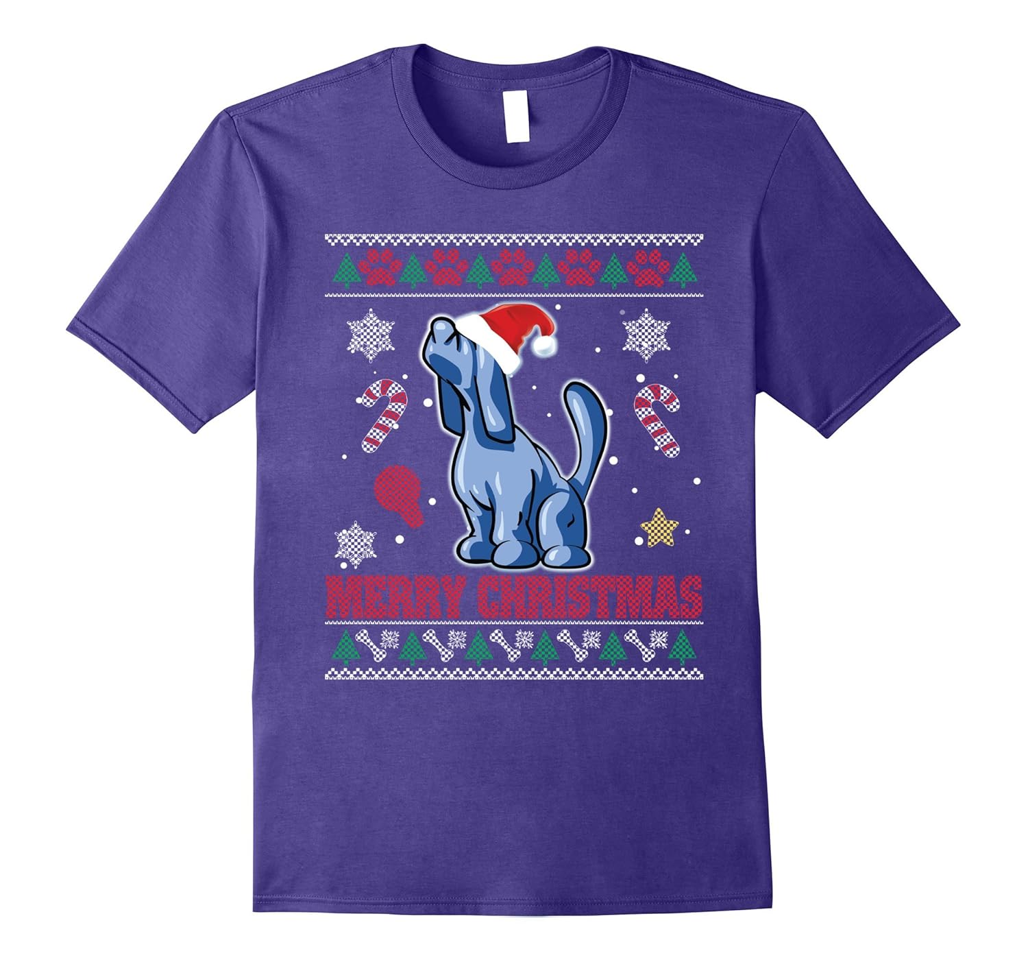 Bluetick Coonhound Dog Merry Christmas T-Shirt Ugly Sweater-ANZ