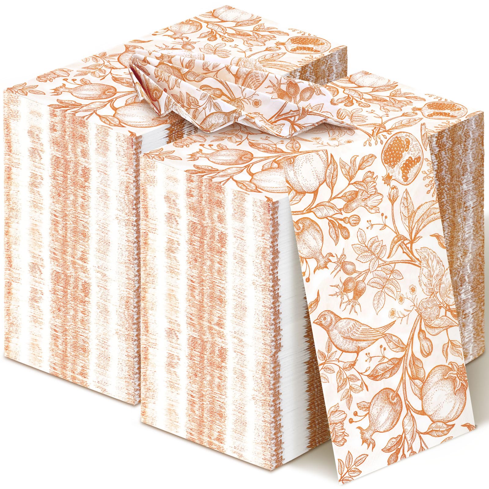 Photo 1 of 200 Pcs Fall Disposable Hand Towels for Bathroom Fall Guest Napkins White Orange Pomegranate Guest Towel Napkins Disposable Guests Decorative Flower for Baby Shower Wedding
