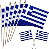 WEITBF 12 Pack 8×12 Inch Greece Flags Small Greek Flags on Stick Mini Handheld Flag Outdoor Decorations