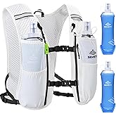 SEMSTY Running Vest for Women Men, 5L Hydration Vest with Dual 500ml Soft Flask, Lightweight Water Backpack, Adjustable Chest Straps Running Hydration Backpack for Running Cycling Hiking