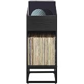 Crosley Furniture Enzo Flip-Bin Record Storage Stand | Modern Storage for Vinyl Records, Black