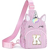 YOOLIFE Birthday Gifts for 2 3 4 5 6 7 8 Year Old Girls, Small Initial Sling Bag Personalized Fanny Pack for Girls, Unicorn Crossbody Bag Purse Cute Gifts for Little Girl, Pink (K)