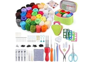 Needle Felting Kit, Needle Felting Starter Kit, Wool Roving 40 Colors Set Felting Tools with Wool Felting Pad, Triangle Felti