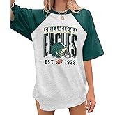 Football Shirts for Women Game Day Shirt Football Season Tshirt Team Fan Tees Graphic Raglan Short Sleeve Tops