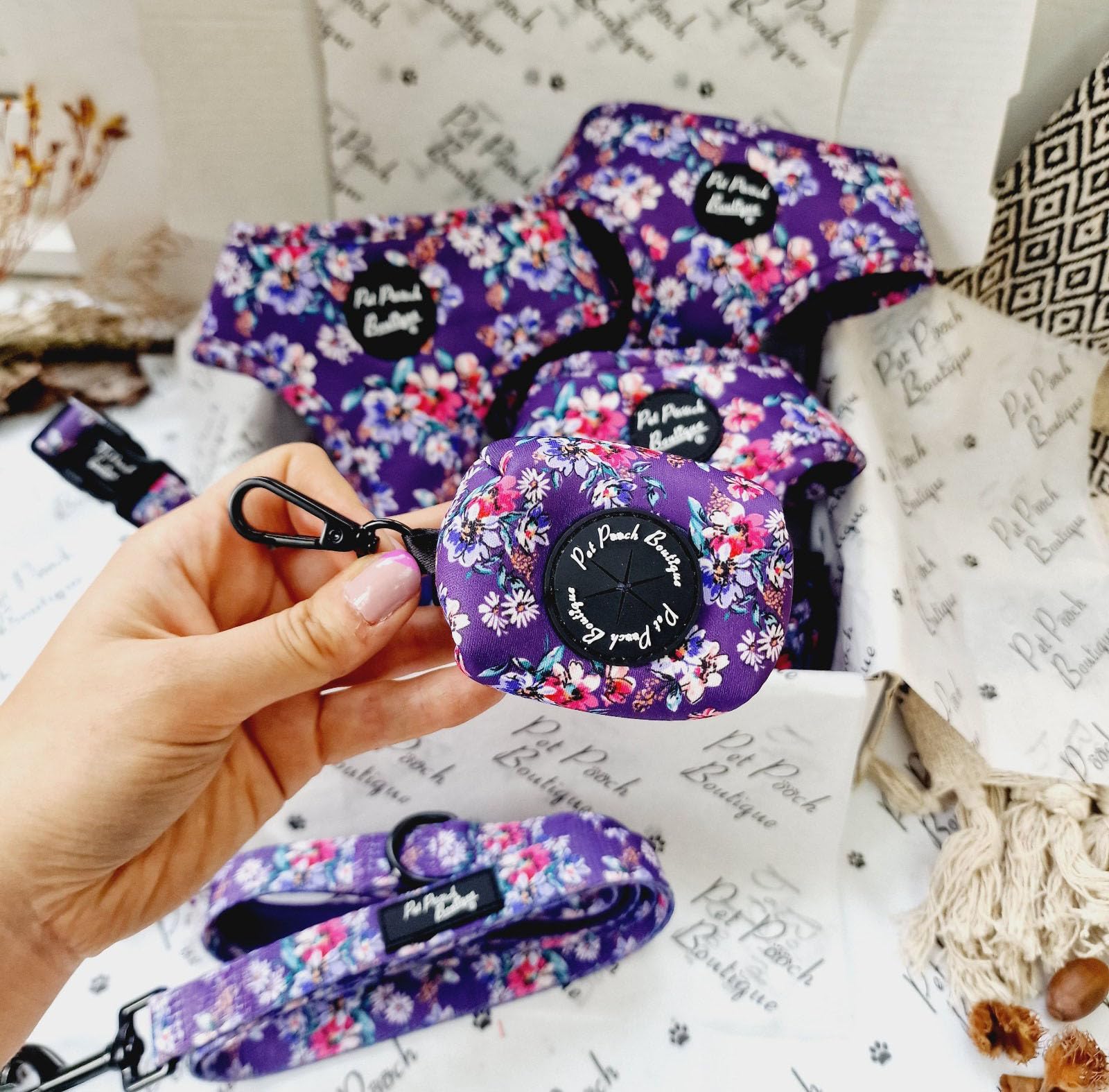 Pet Pooch Boutique PURPLE COUNTRY COWGIRL DOG POO BAG HOLDER