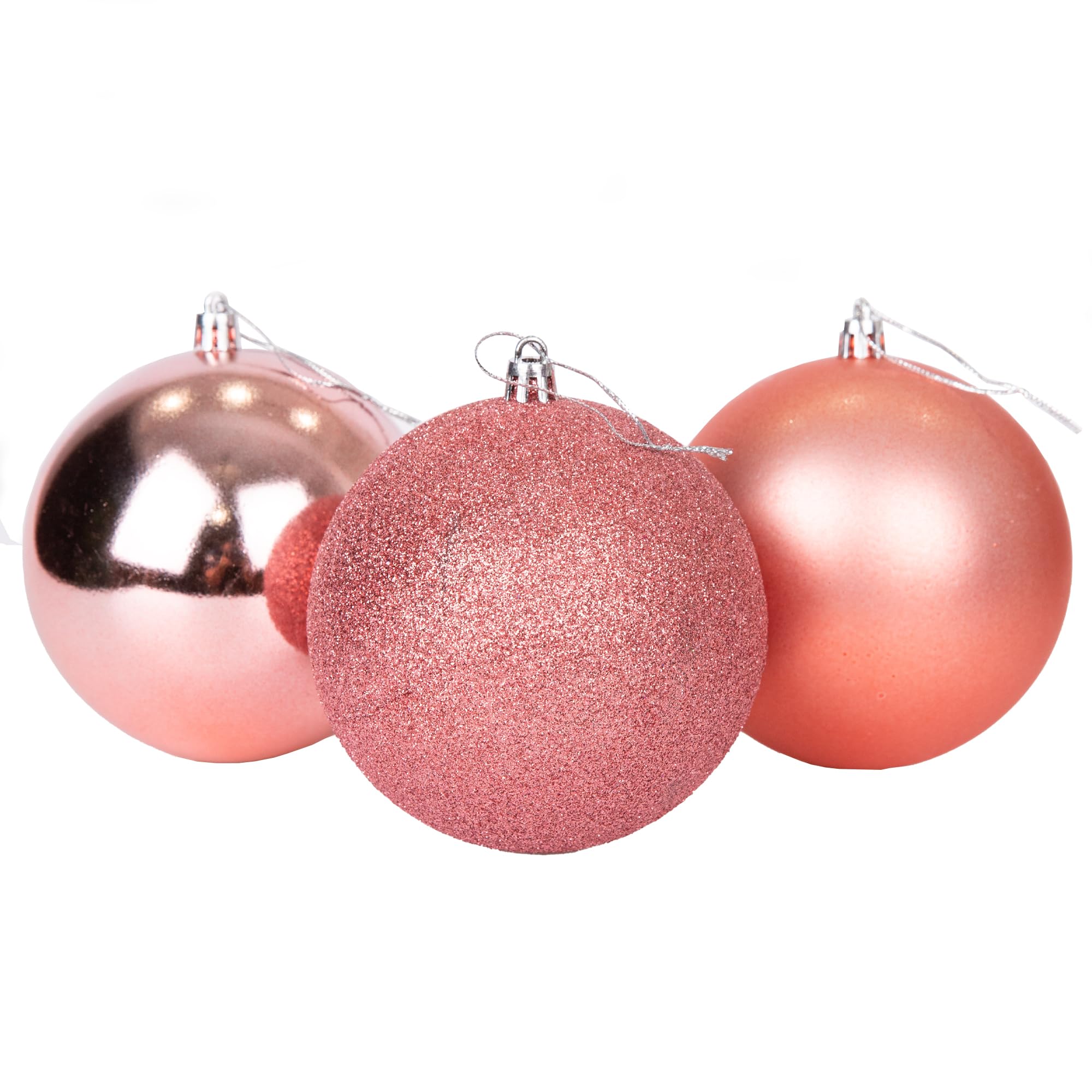 10cm/3Pcs Christmas Baubles Shatterproof Rose Gold, Christmas Tree Decorations Ball Ornaments Balls Xmas Hanging Decorations Holiday Decor - Shiny,Matte,Glitter