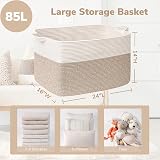 TIMEYARD Extra Large Storage Basket 85L Rectangle Cotton Rope Brown 60x40x35 cm view 3