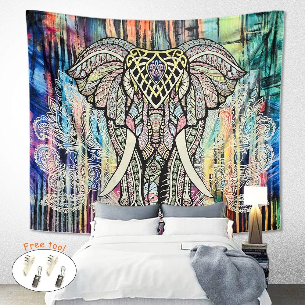 NKTECH Tapestry Wall Hanging, Tropical Elephant Wall Tapestry Watercolor Animals Tapestries Wall Art Aesthetic Home Decorations for Living Room Bedroom Dorm Decor