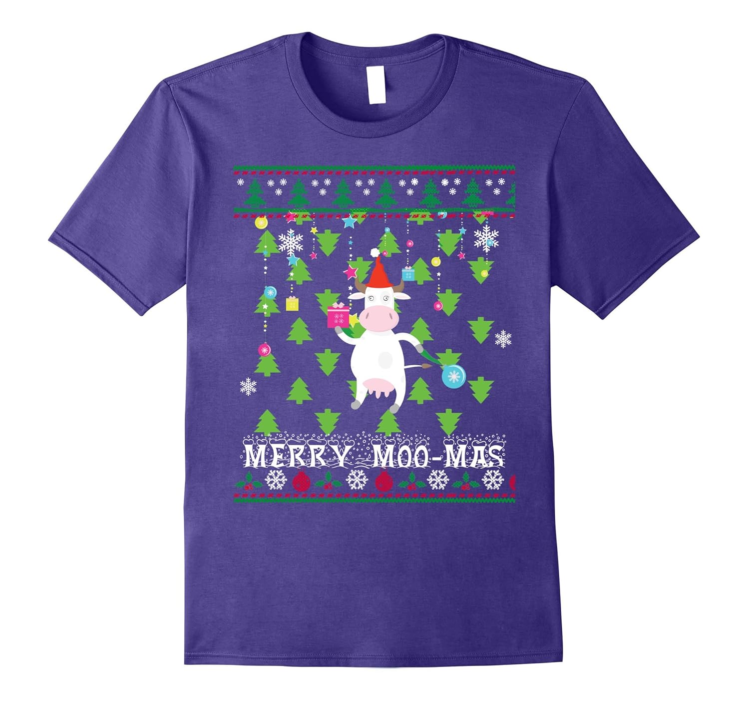 Funny Cow Christmas Sweater T Shirt-Merry Moo-Mas Women Men-ANZ