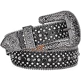 LALATCH Rhinestone Bling Western Belt for Men & Women - Diamond Leather Belt for Jeans & Pants