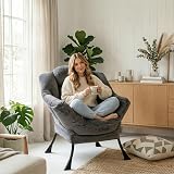 HollyHOME Velvet Armchair Dark Gray with Steel Frame 95x80x64 cm view 2