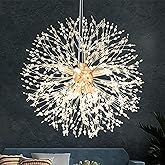 SineRise Modern Crystal Chandeliers Firework, Crystal Light Fixture, Dandelion Chandelier (8-Light, Gold) for Foyer Hallway E