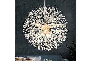 SineRise Modern Crystal Chandeliers Firework, Crystal Light Fixture, Dandelion Chandelier (8-Light, Gold) for Foyer Hallway Entryway Kitchen Bedroom