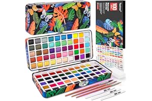 Taotree Watercolor Paint Set 100 Colors, Art Supplies Watercolors Kit Travel Water Colors with 3 Paints Brushes, Crafts Painting Supplies, Drawing Christmas Gifts for Teens Girls Boys Adults Artists